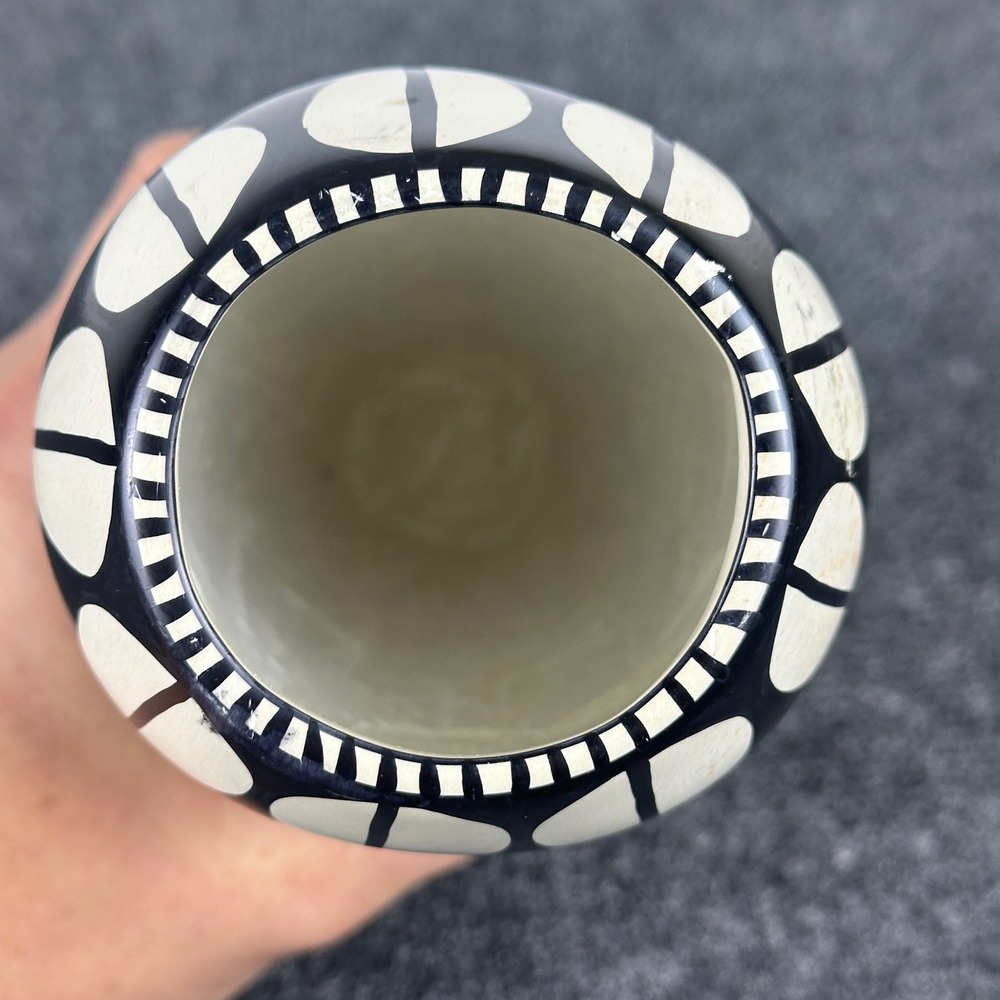 Southwestern Hand Painted Gecko Ceramic Vase Set 2pc Tribal Geometric Pattern - Picture 6 of 14